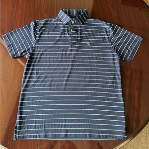 Rhoback Performance Polo - Navy with Green stripes, Small